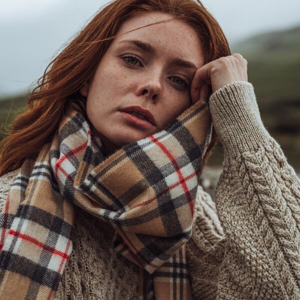 136-Merino-Wool-Scarf-Classic-Camel-Tartan-4