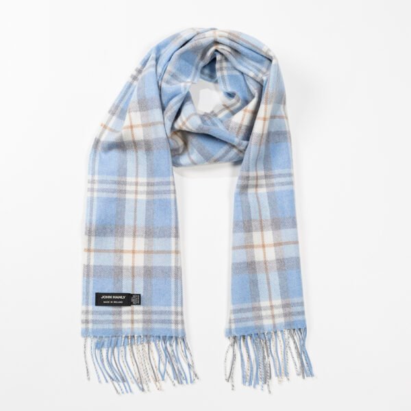149-Merino-Wool-Scarf-Baby-Blue-Cream-and-Taupe-Check-1