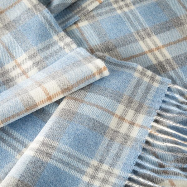 149-Merino-Wool-Scarf-Baby-Blue-Cream-and-Taupe-Check-2