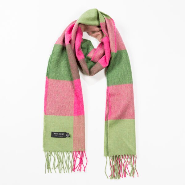 153-Merino-Wool-Scarf-Pink-Green-Block-1
