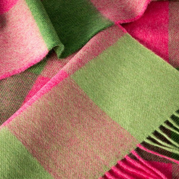 153-Merino-Wool-Scarf-Pink-Green-Block-2