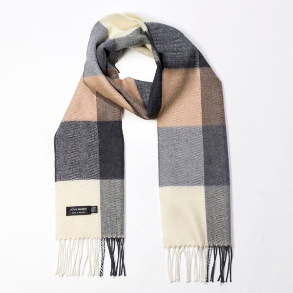 162-Merino-Wool-Scarf-Cream-Brown-and-Black-Block-Check-1