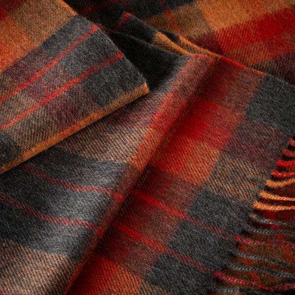 190-Merino-Wool-Scarf-Orange-Charcoal-Plaid-2