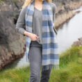1967-Irish-Wool-Scarf-Long-Blue-Grey-Block-Check-2
