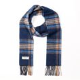1974-Irish-Wool-Scarf-Navy-Orange-and-Denim-Check-1