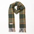 1979-Irish-Wool-Scarf-Long-Dark-Green-Mint-Mustard-Check-1