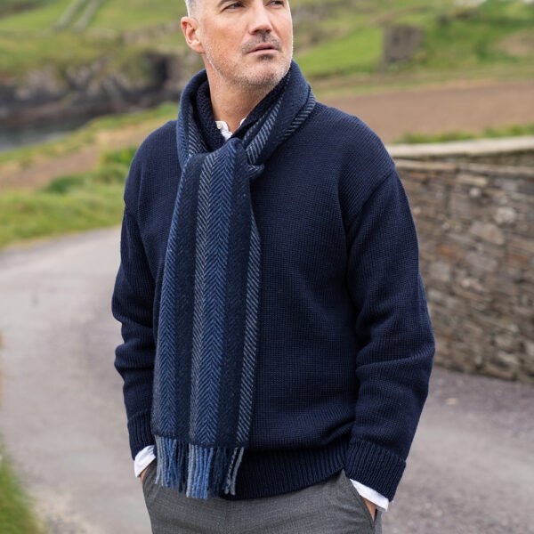 2437-Cashmere-Merino-Scarf-Navy-Denim-Blue-Stripe-3