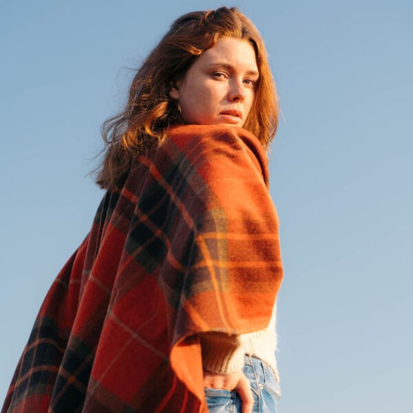 SUE-633-Lambswool-Cape-Orange-Tartan-Mix-5
