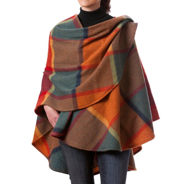 SUE-639-Lambswool-Cape-Orange-Green-Yellow-and-Wine-Check-1