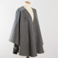 SUE-700-Lambswool-Cape-Charcoal-Grey-with-Grey-Blue-Stripe-1