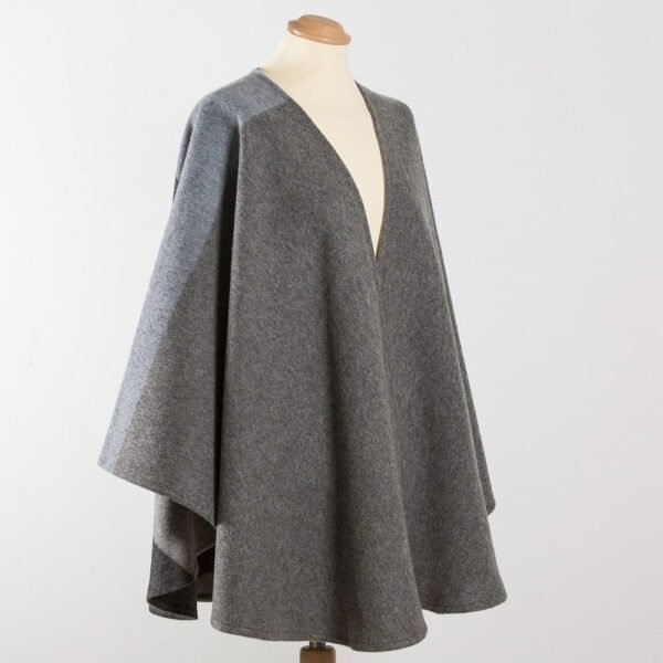 SUE-700-Lambswool-Cape-Charcoal-Grey-with-Grey-Blue-Stripe-1
