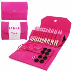 LYKKE Fuchsia Set 13cm | Auswechselbare Nadelspitzen 3,5-12,0mm Luxus-Stricknadelset aus Birkenholz